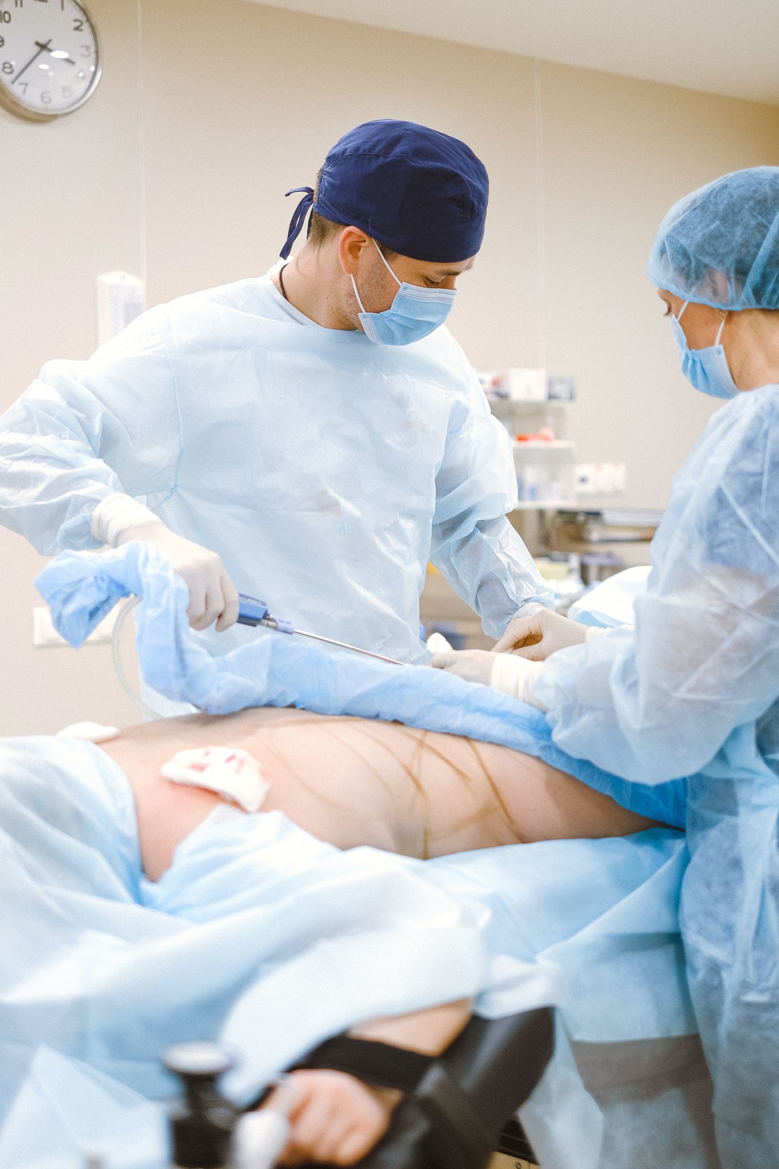 Dental team carrying out a gum surgery